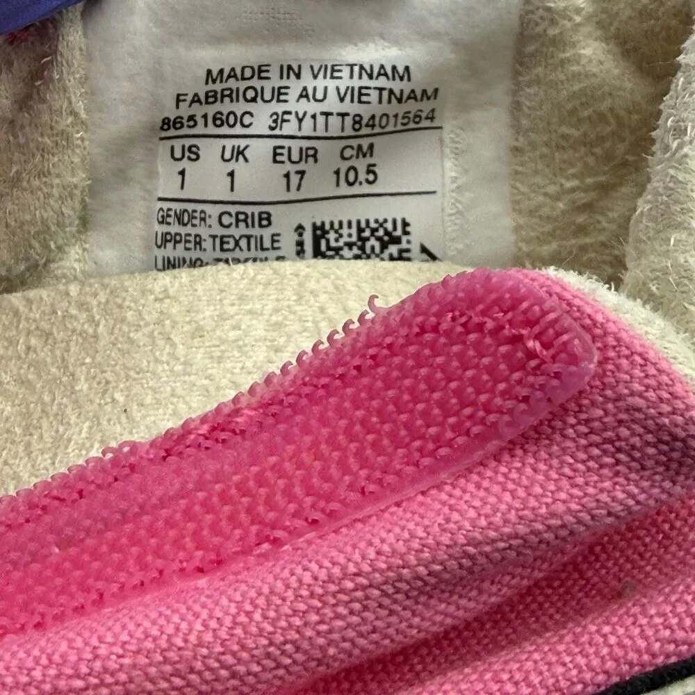 Converse All Star Pink Aplix Crib Shoes - US infant size 1
